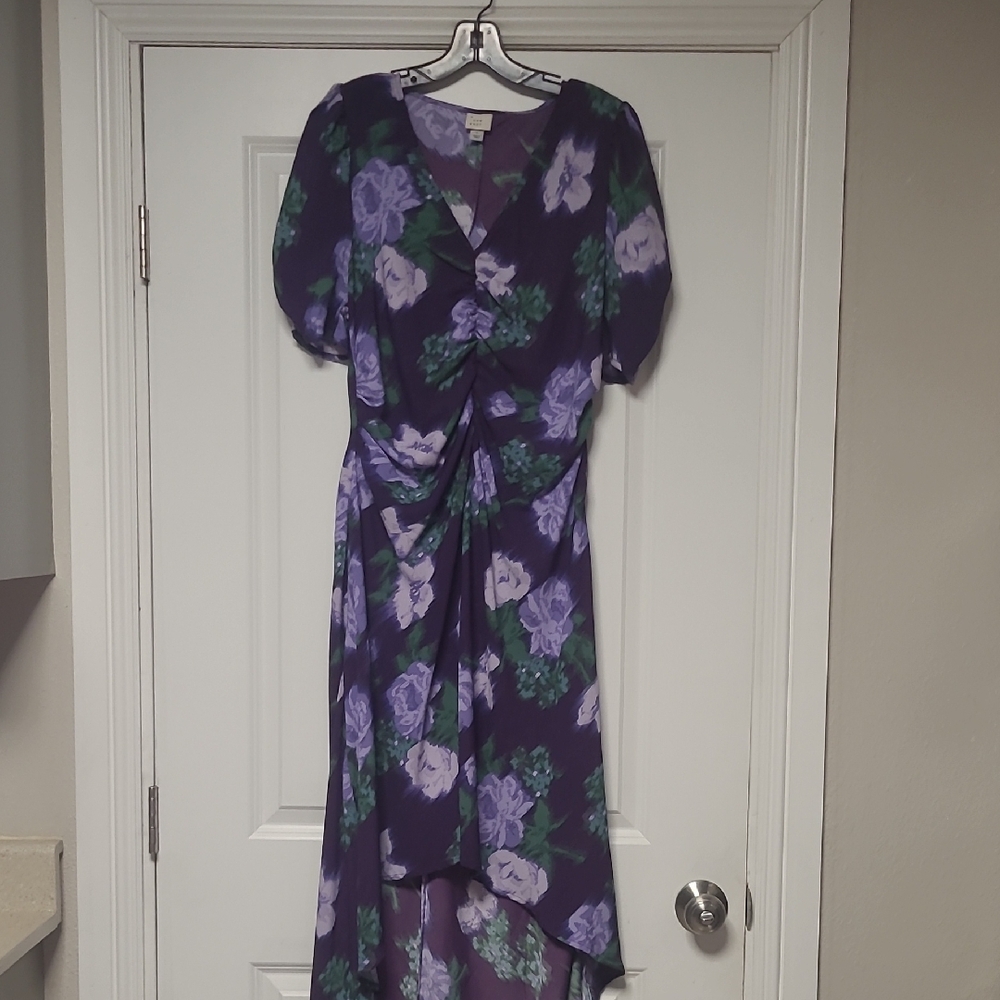A New Day Purple Puff Sleeve High Low Sundress